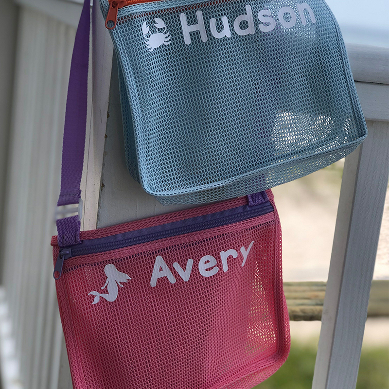 Personalized Seashell Zipper Mesh Beach Bag | CWBeach01