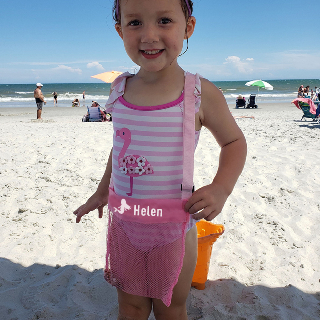 Personalized Seashell Zipper Mesh Beach Bag | CWBeach02