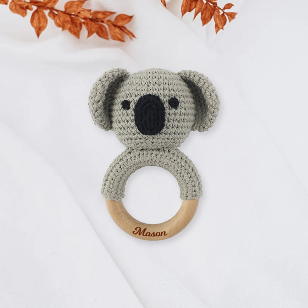 Personalized Knitted Wooden Baby Gripping Ring | CWToy11