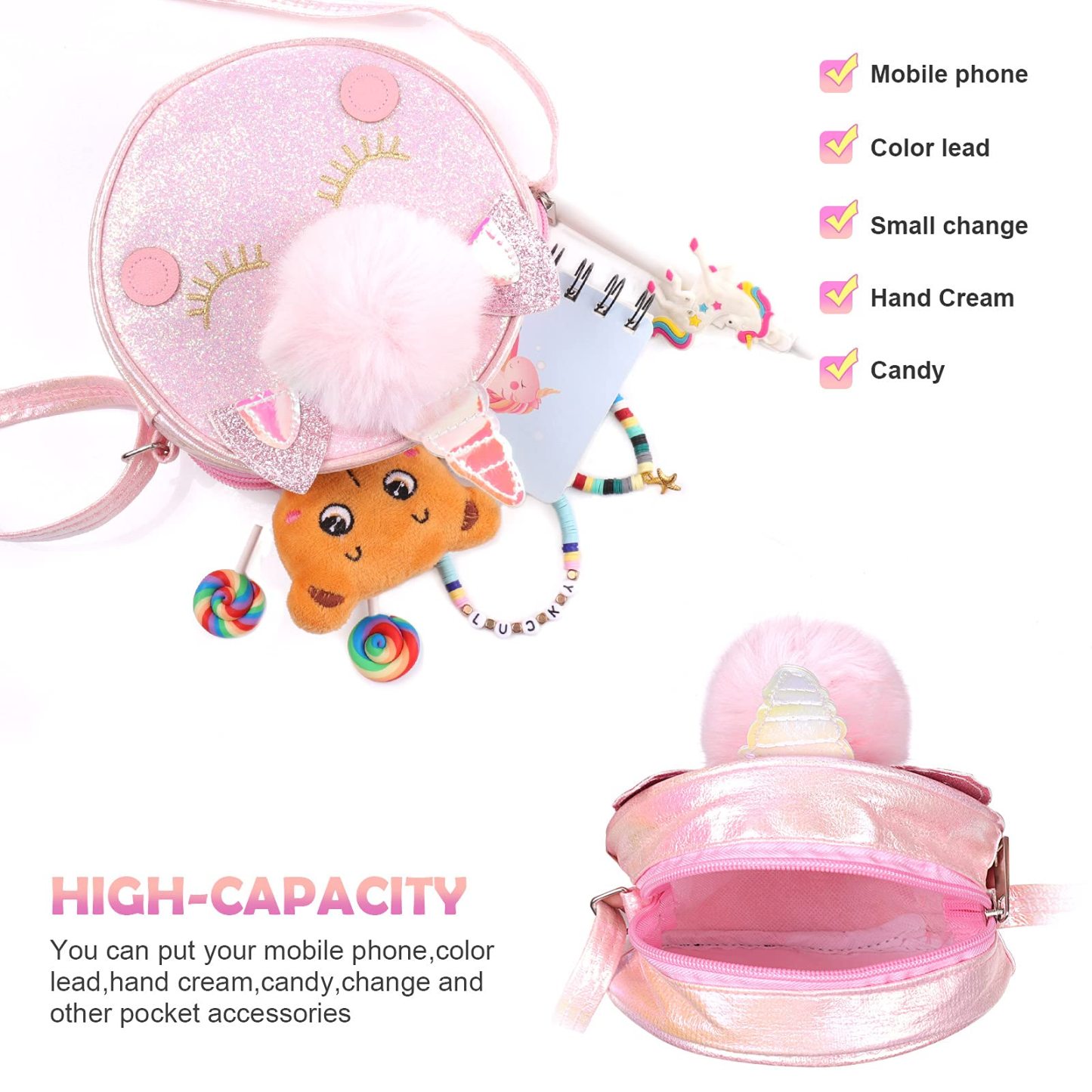 Personalized Kid's Unicorn Cute Crossbody Bag| CWPack10