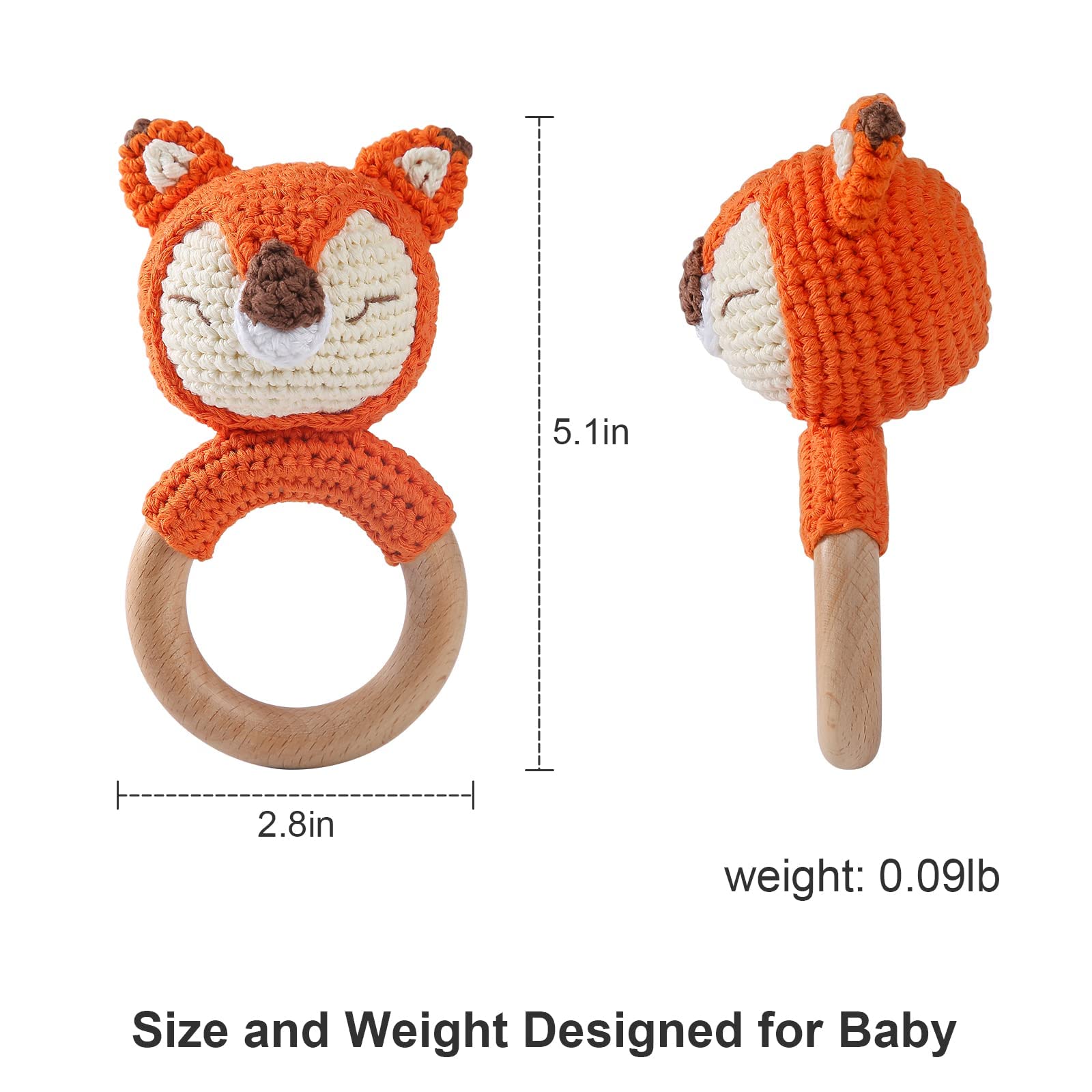 Personalized Knitted Wooden Baby Gripping Ring | CWToy11