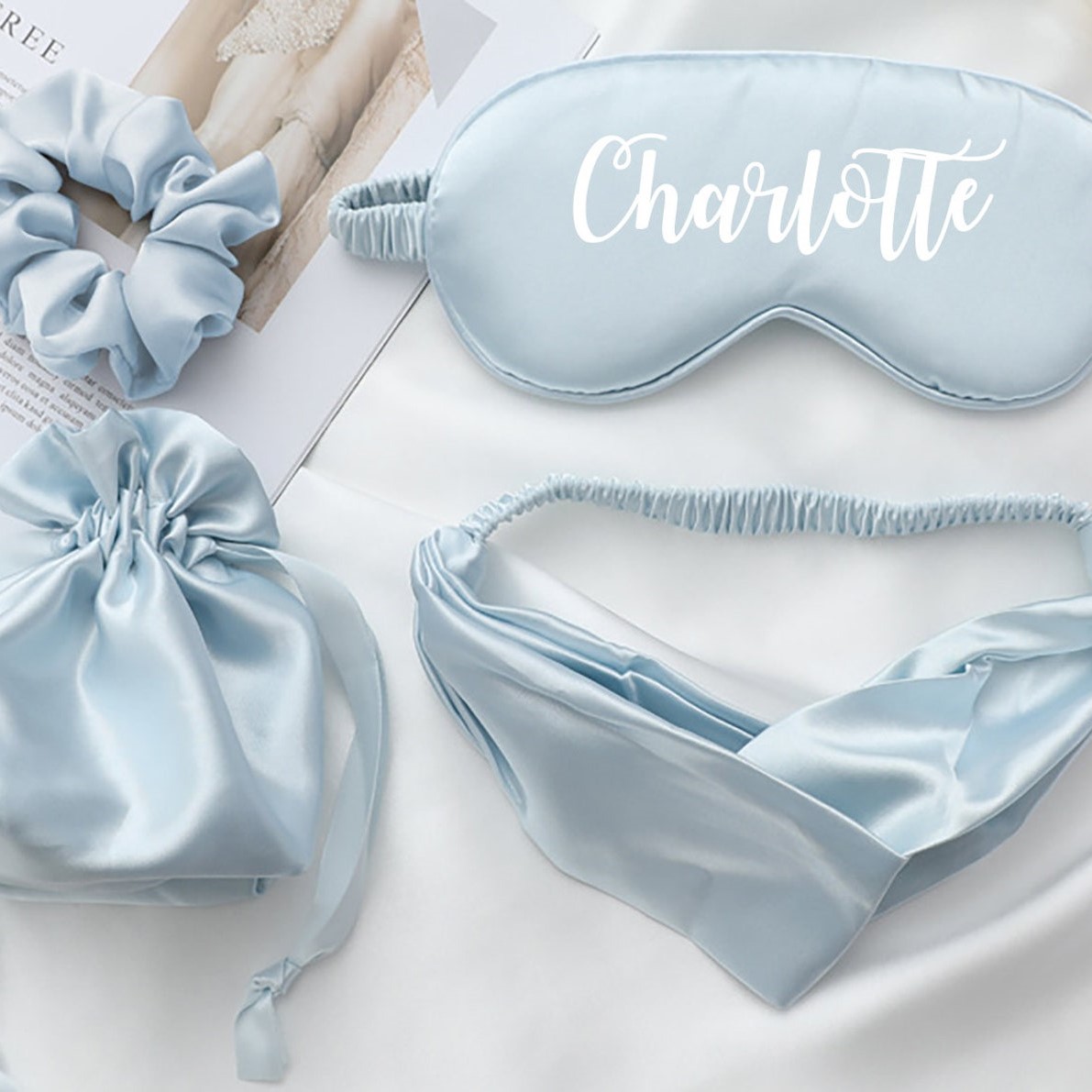 Personalized Name Satin Eye Mask Set for Comfort & Unique | CWMask01