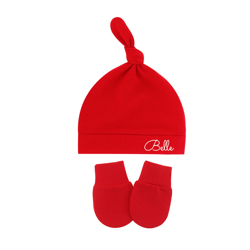 Personalized Newborn Baby Knot Hat Set | CWBaby14