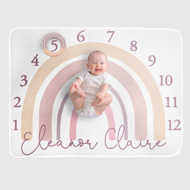 Personalized Baby Milestone Blanket for Comfort & Unique | BKMS009