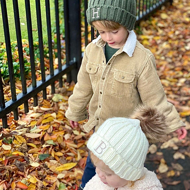 Personalized Embroidery Kid Pom Pom Hat and Scarf for Comfort & Unique | HSKid05