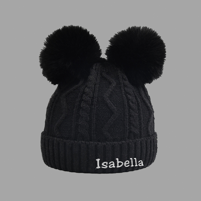 Personalized Embroidery Detachable Pom Pom Hat for Comfort & Unique | HSKid10