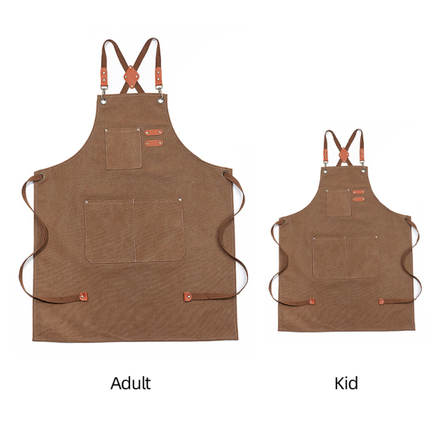 Personalized Embroidery Canvas Apron with Pockets for Unisex Adult | A