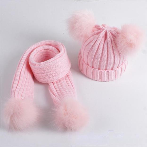 Personalized Kid Pom Pom Hat and Scarf for Comfort & Unique | HSKid01