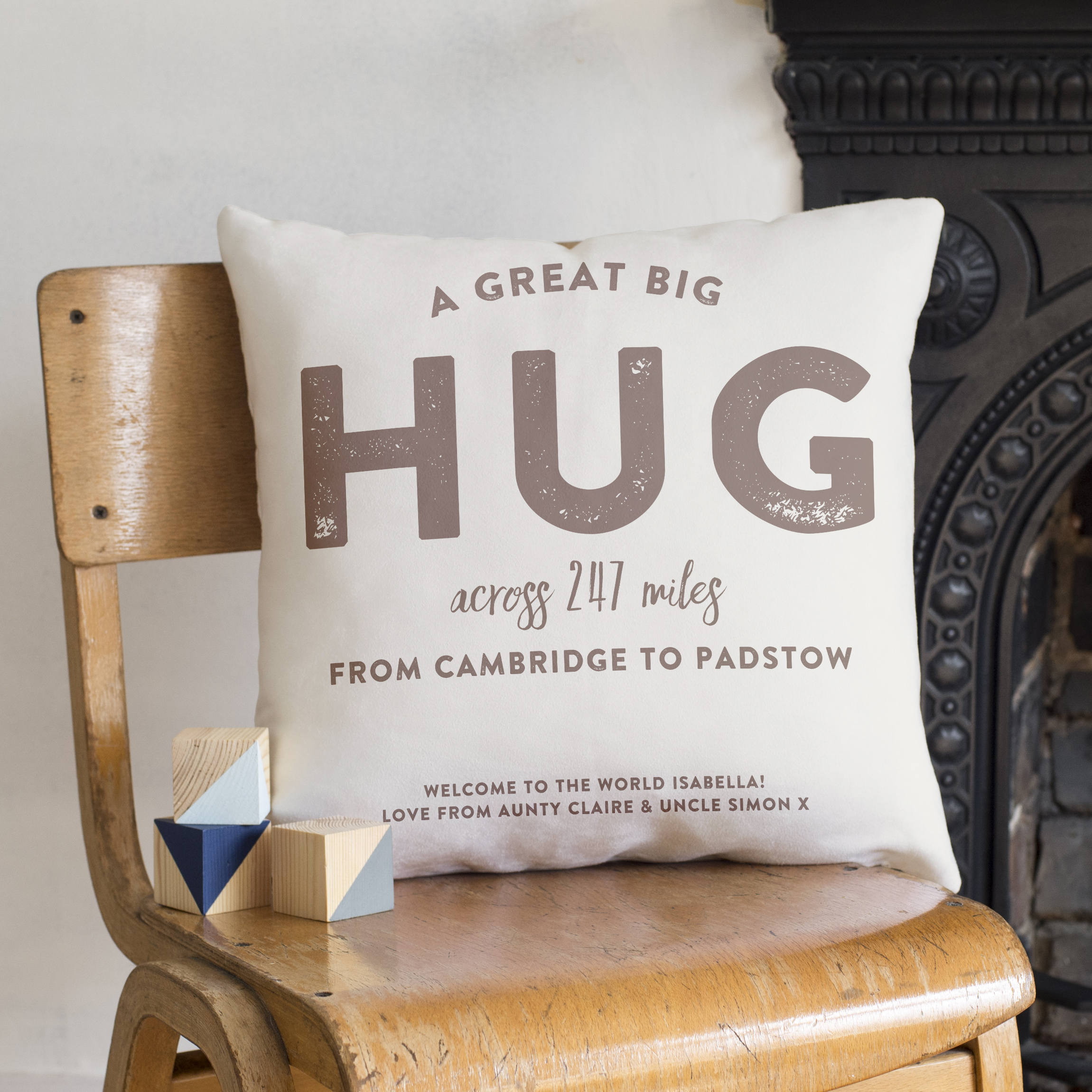 Personalised 'Hug Across The Miles' Cushion for Comfort & Unique | CWCush01