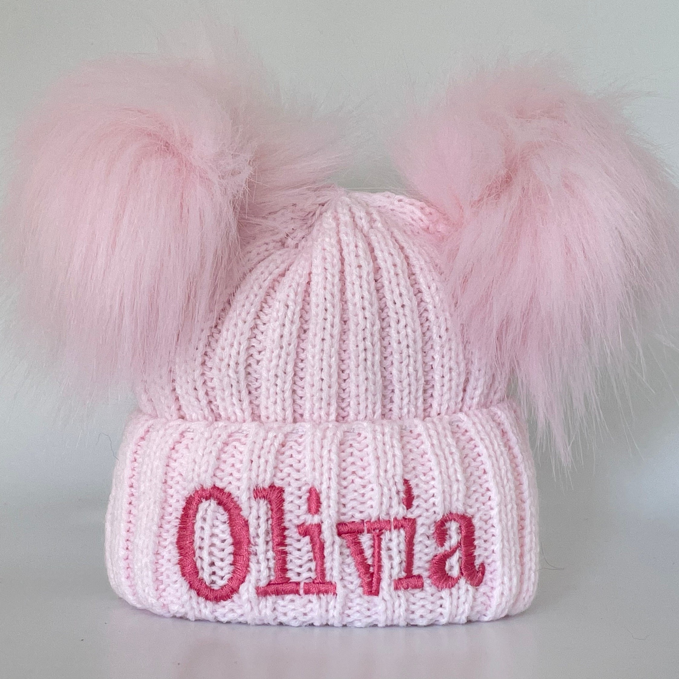 Personalized Embroidery Kid Pom Pom Hat and Scarf for Comfort & Unique