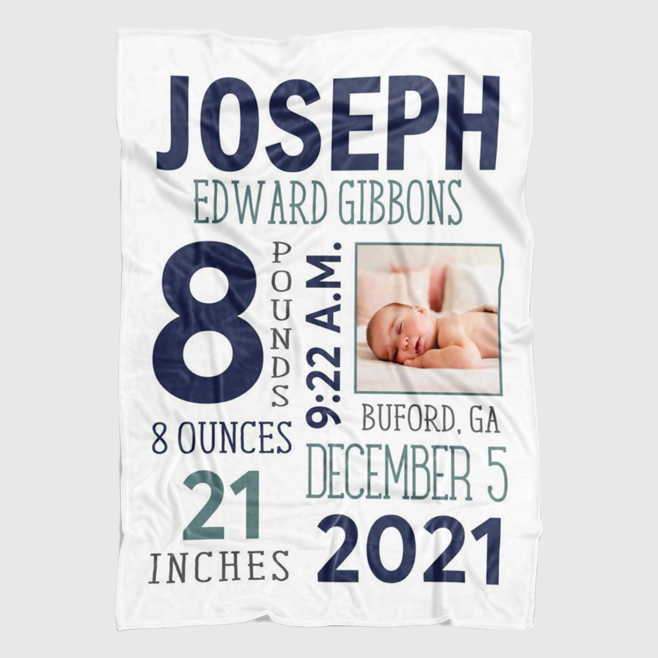Personalized Baby Newborn Blanket with Birth Information | BKMS014