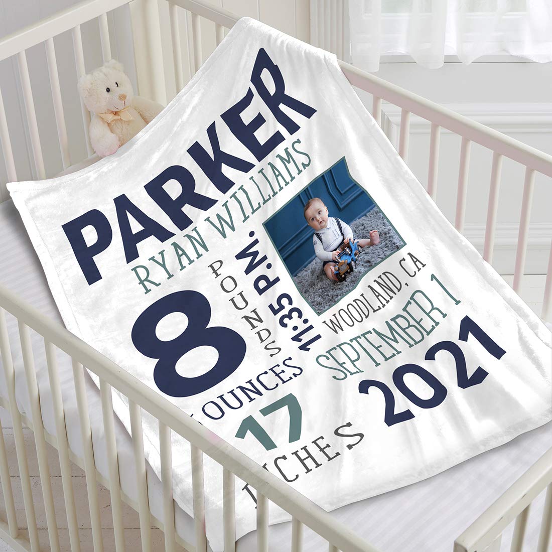 Personalized Baby Milestone Blanket with Birth Information | BKMS014
