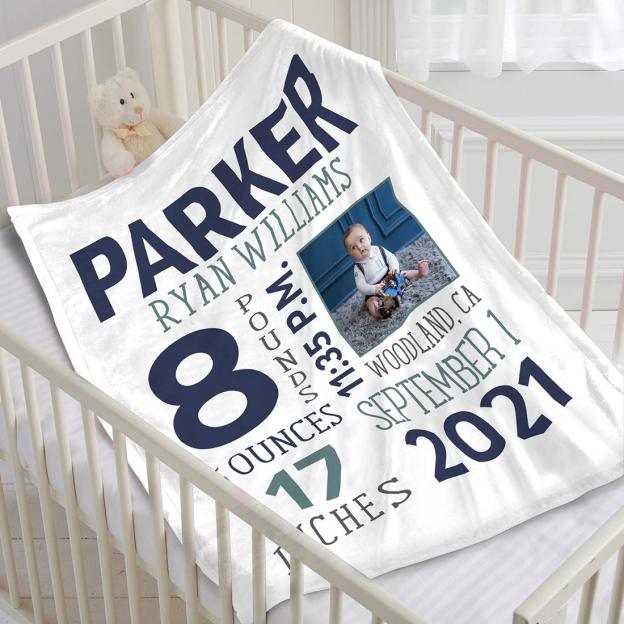Personalized Baby Milestone Blanket with Birth Information | BKMS014