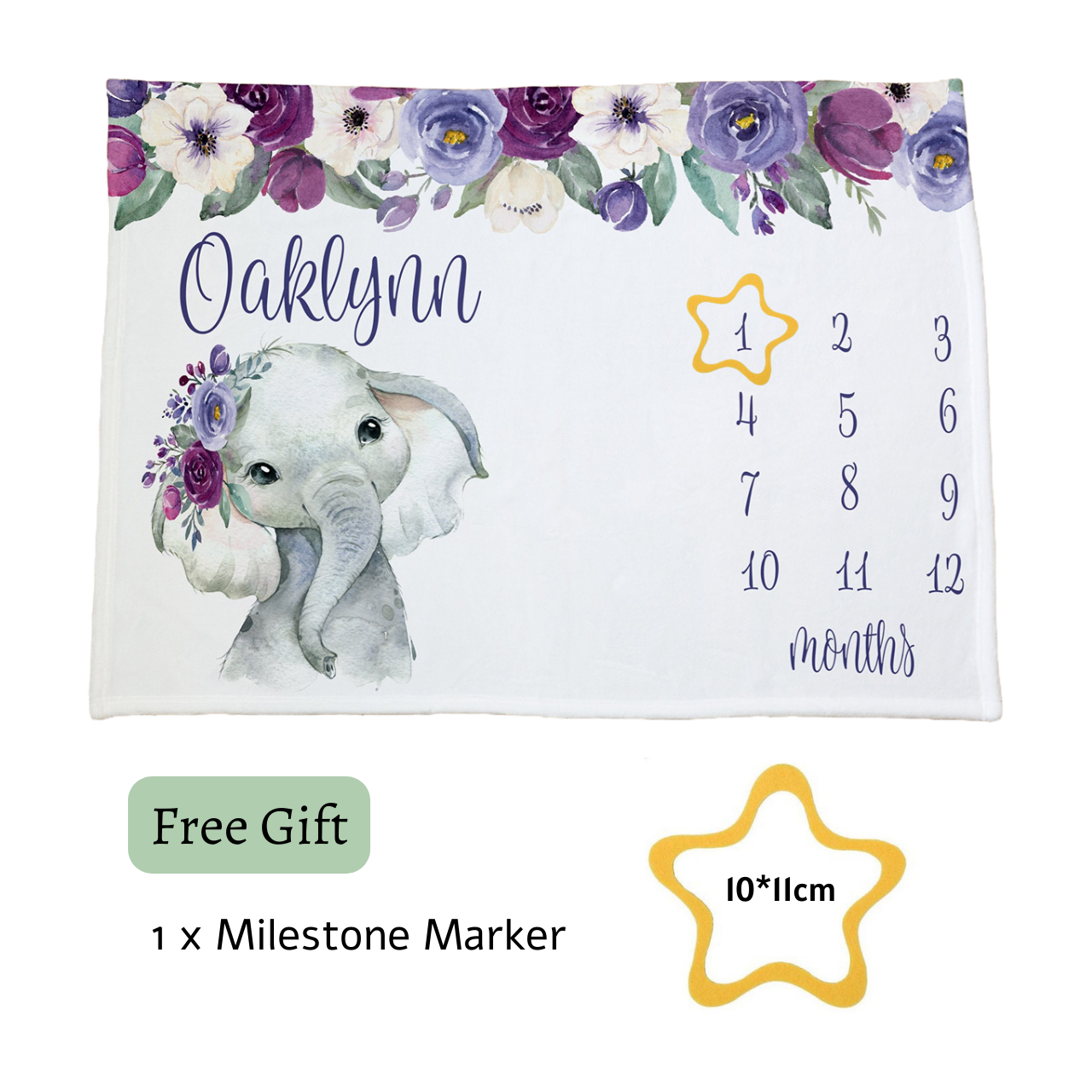 Personalized Baby Milestone Blanket for Comfort & Unique | BKMS013