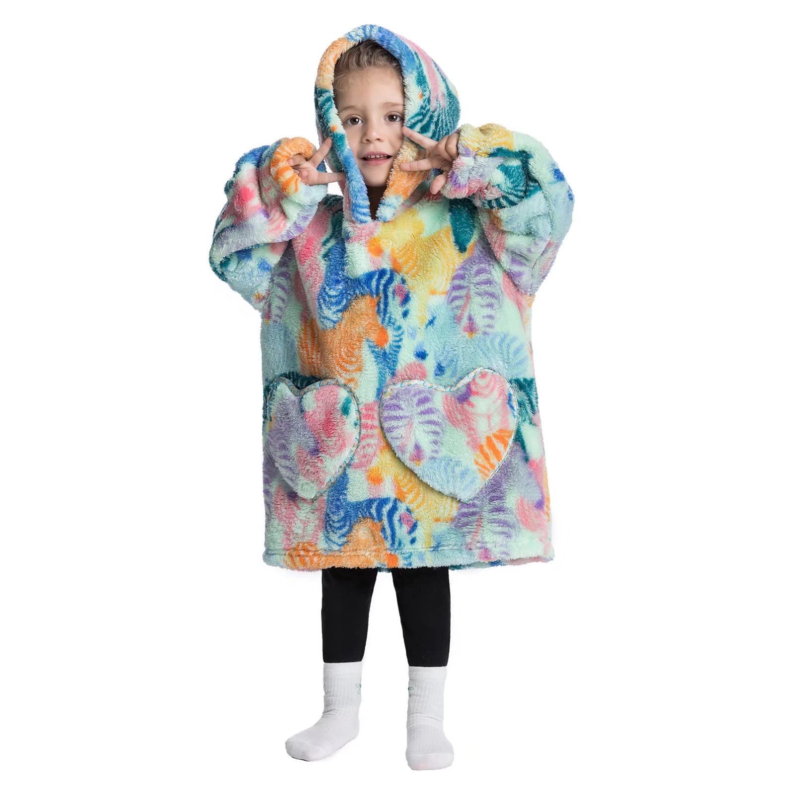 Personalized Embroidery Wearable Blanket Hoodie with Pockets for Toddler | BHKid01