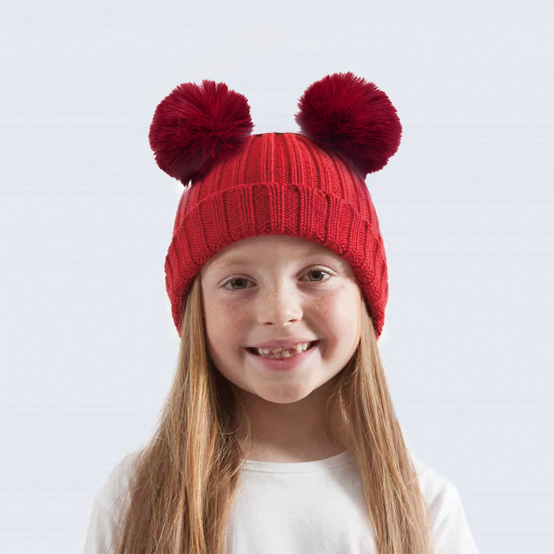 Personalized Embroidery Detachable Pom Pom Hat for Comfort & Unique | HSKid10