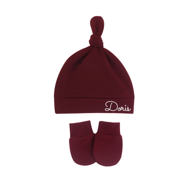 Personalized Newborn Baby Knot Hat Set | CWBaby14