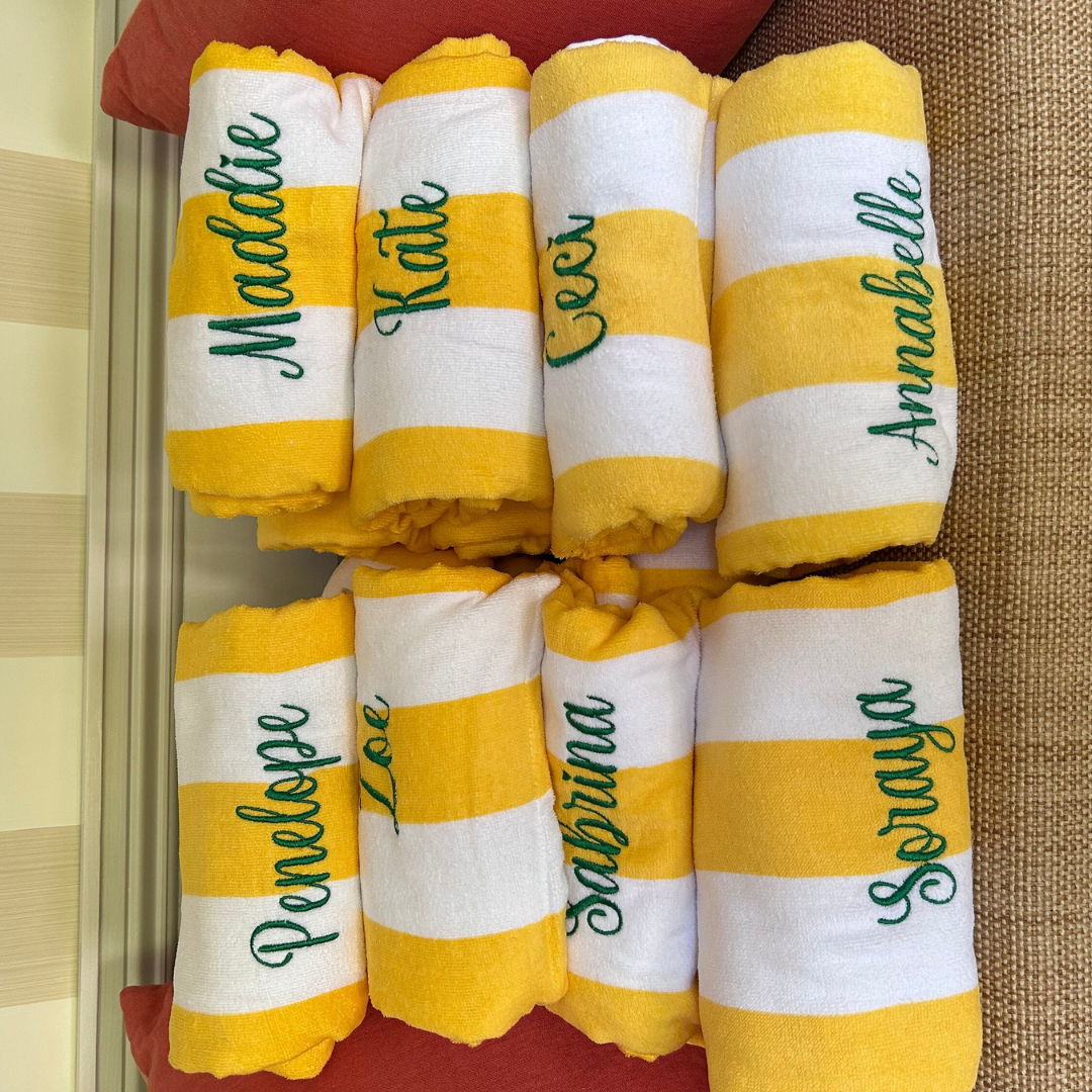 Personalized Striped Embroidery Beach Towel for Summer & Beach | CWTowel52