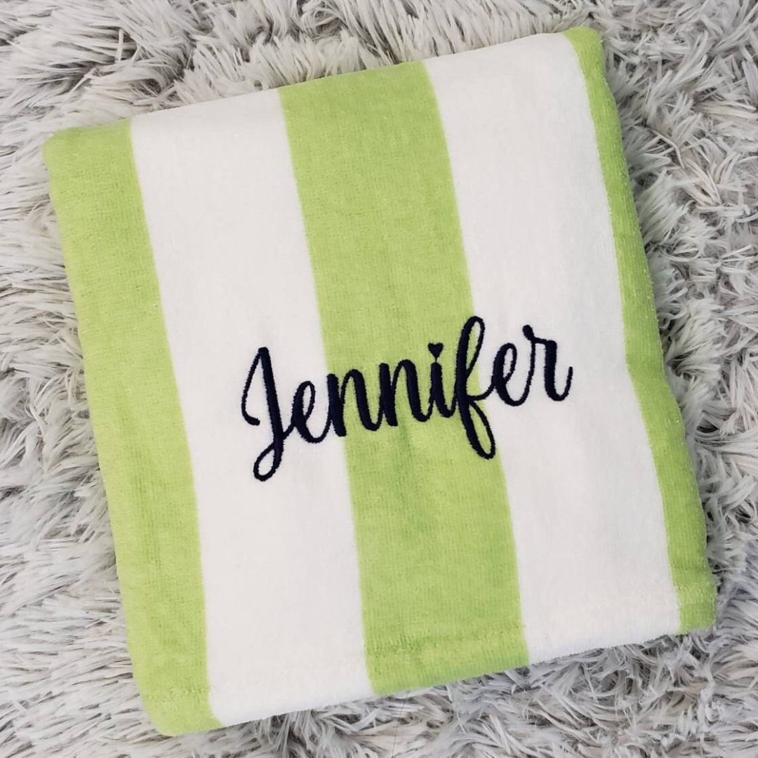 Personalized Striped Embroidery Beach Towel for Summer & Beach | CWTowel52