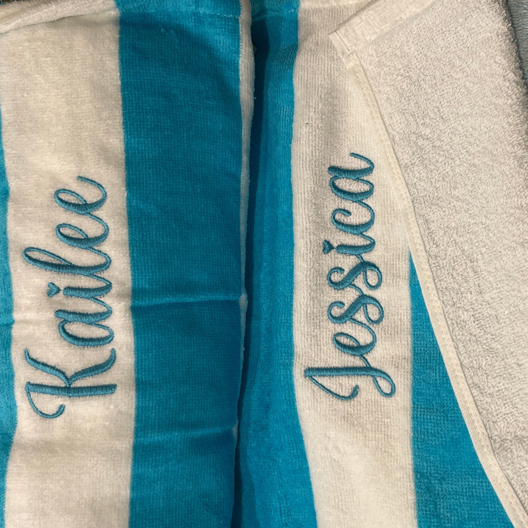 Personalized Striped Embroidery Beach Towel for Summer & Beach | CWTowel52
