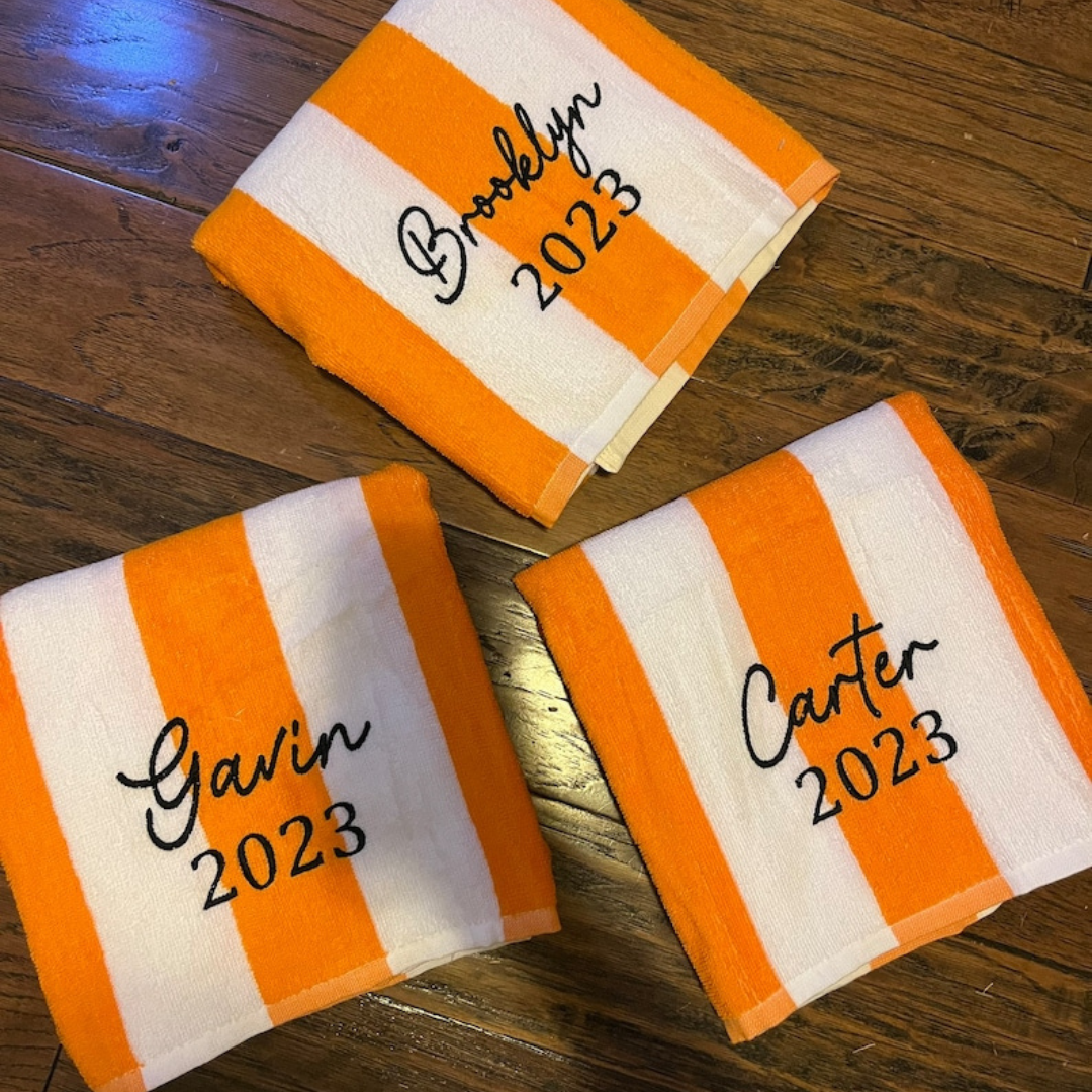 Personalized Striped Pool Towel for Summer & Beach | CWTowel52