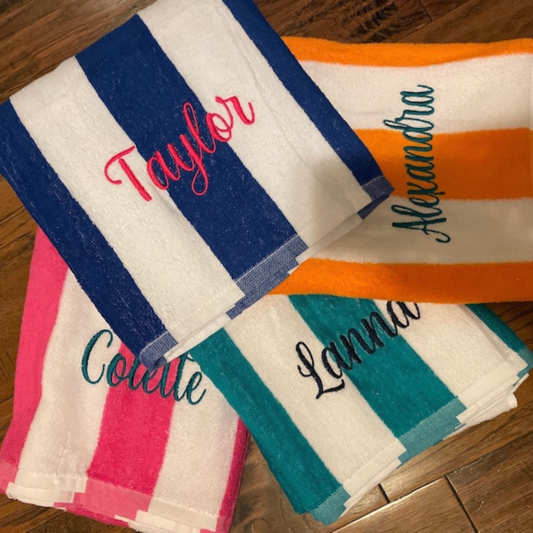 Personalized Striped Pool Towel for Summer & Beach | CWTowel52