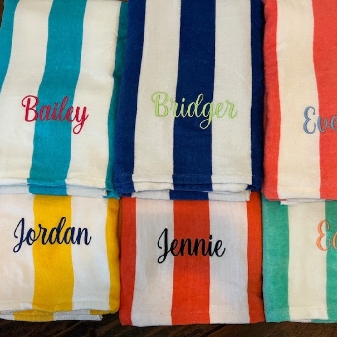 Personalized Striped Pool Towel for Summer & Beach | CWTowel52