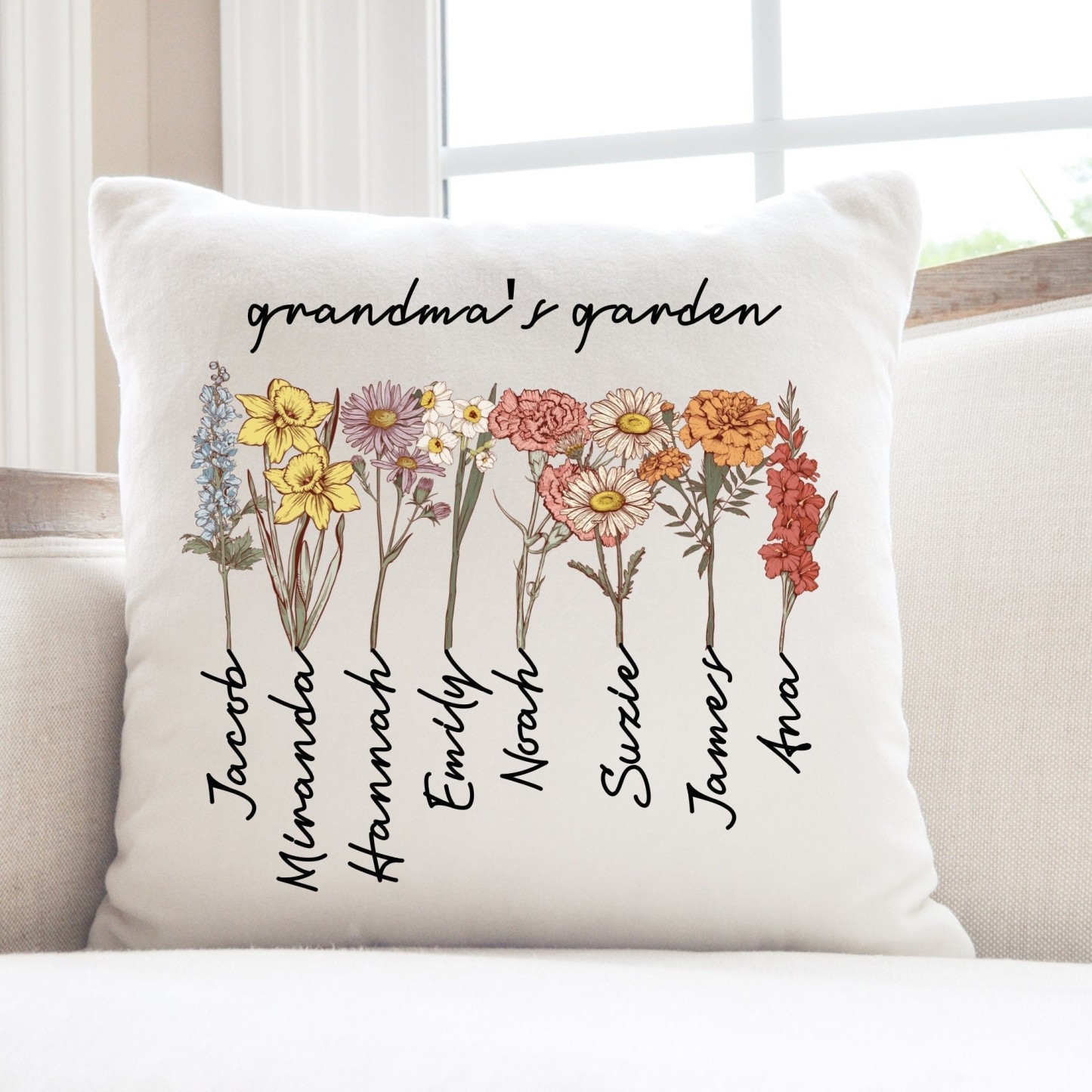 Personalised 'Grandma's Garden' Cushion for Comfort & Unique | CWCush0