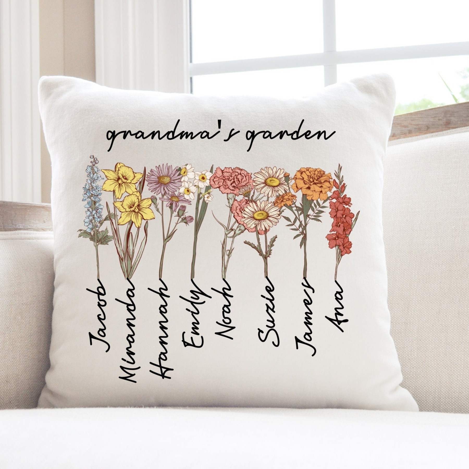 Personalised 'Grandma's Garden' Cushion for Comfort & Unique | CWCush0