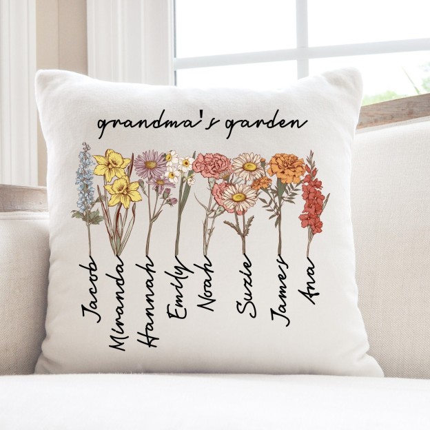 Personalised 'Grandma's Garden' Cushion for Comfort & Unique | CWCush06