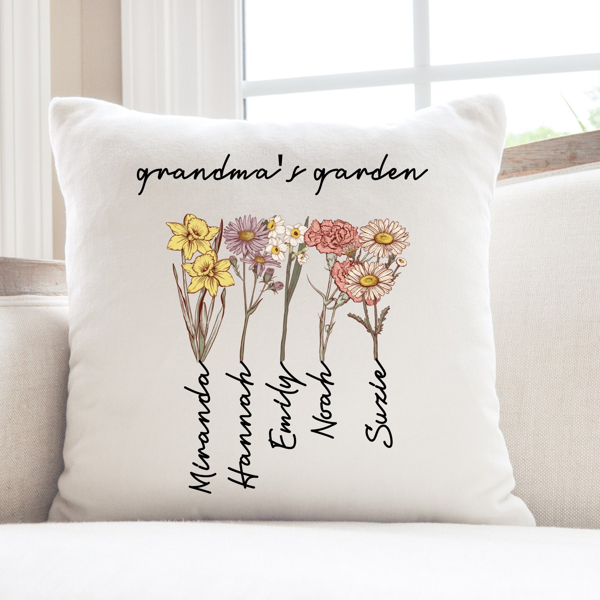 Personalised 'Grandma's Garden' Cushion for Comfort & Unique | CWCush06