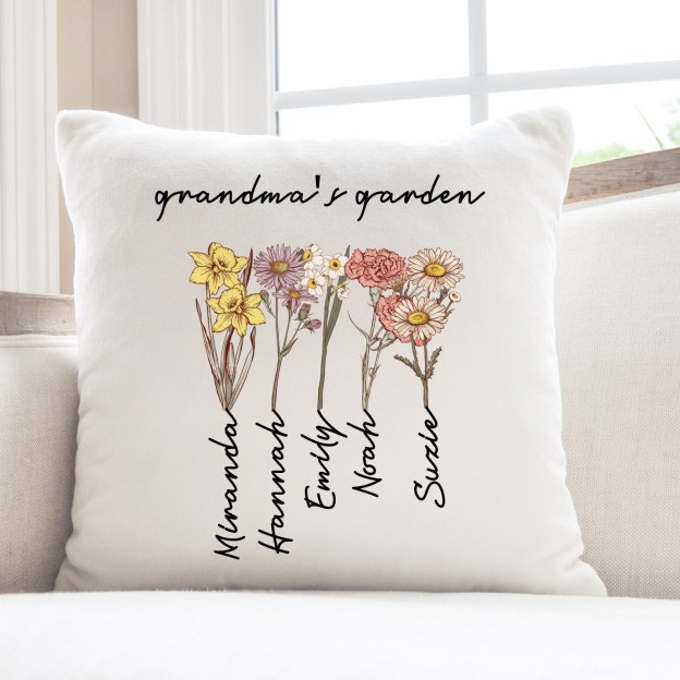 Personalised 'Grandma's Garden' Cushion for Comfort & Unique | CWCush06