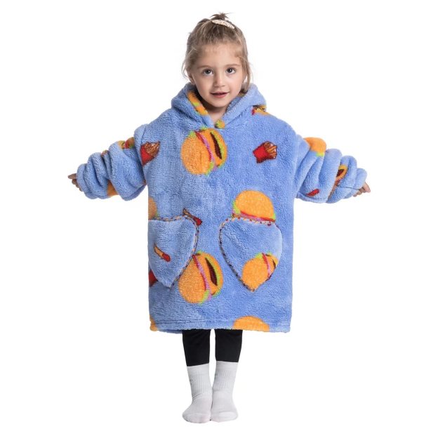 Personalized Embroidery Wearable Blanket Hoodie with Pockets for Toddler | BHKid01