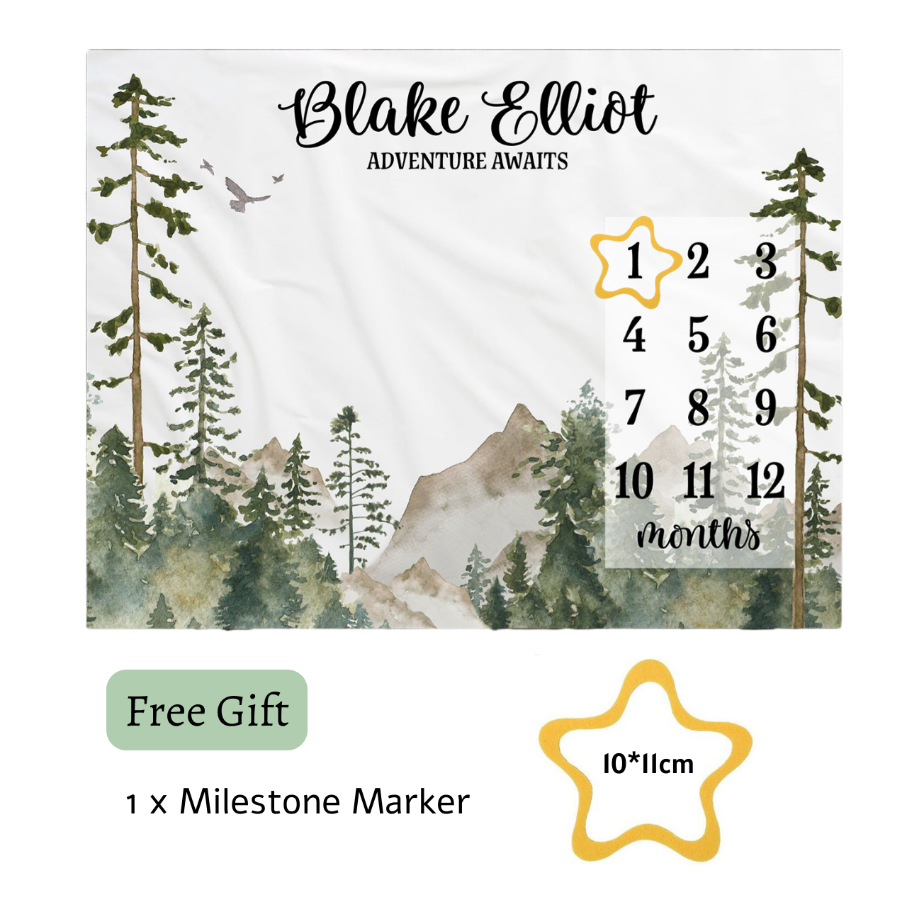 Personalized Baby Milestone Blanket for Comfort & Unique | BKMS011