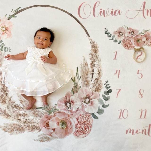 Personalized Baby Milestone Blanket for Comfort & Unique | BKMS012