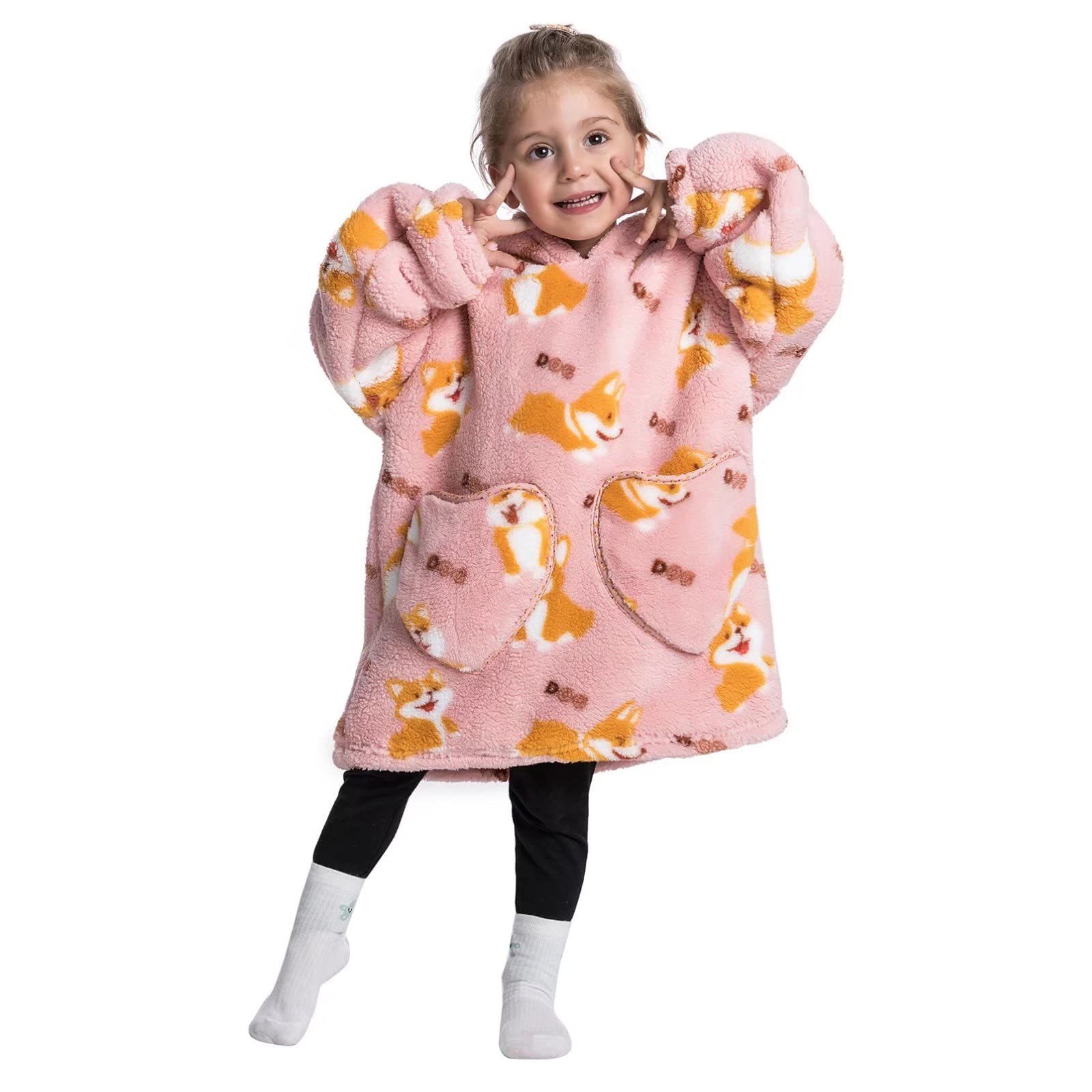 Personalized Embroidery Wearable Blanket Hoodie with Pockets for Toddler | BHKid01