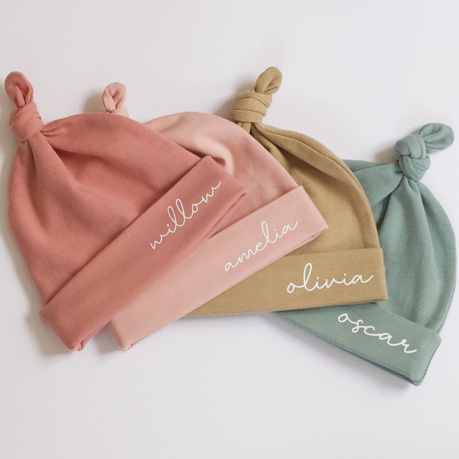 Personalized Newborn Baby Knot Hat Set | CWBaby14