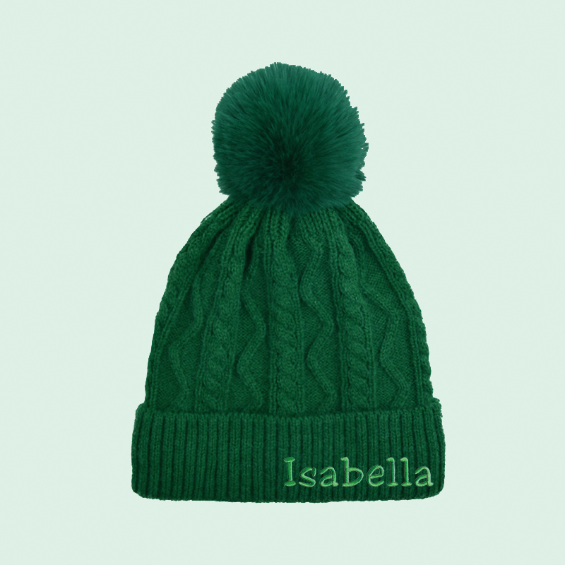 Personalized Embroidery Detachable Pom Pom Hat for Comfort & Unique | HSKid10