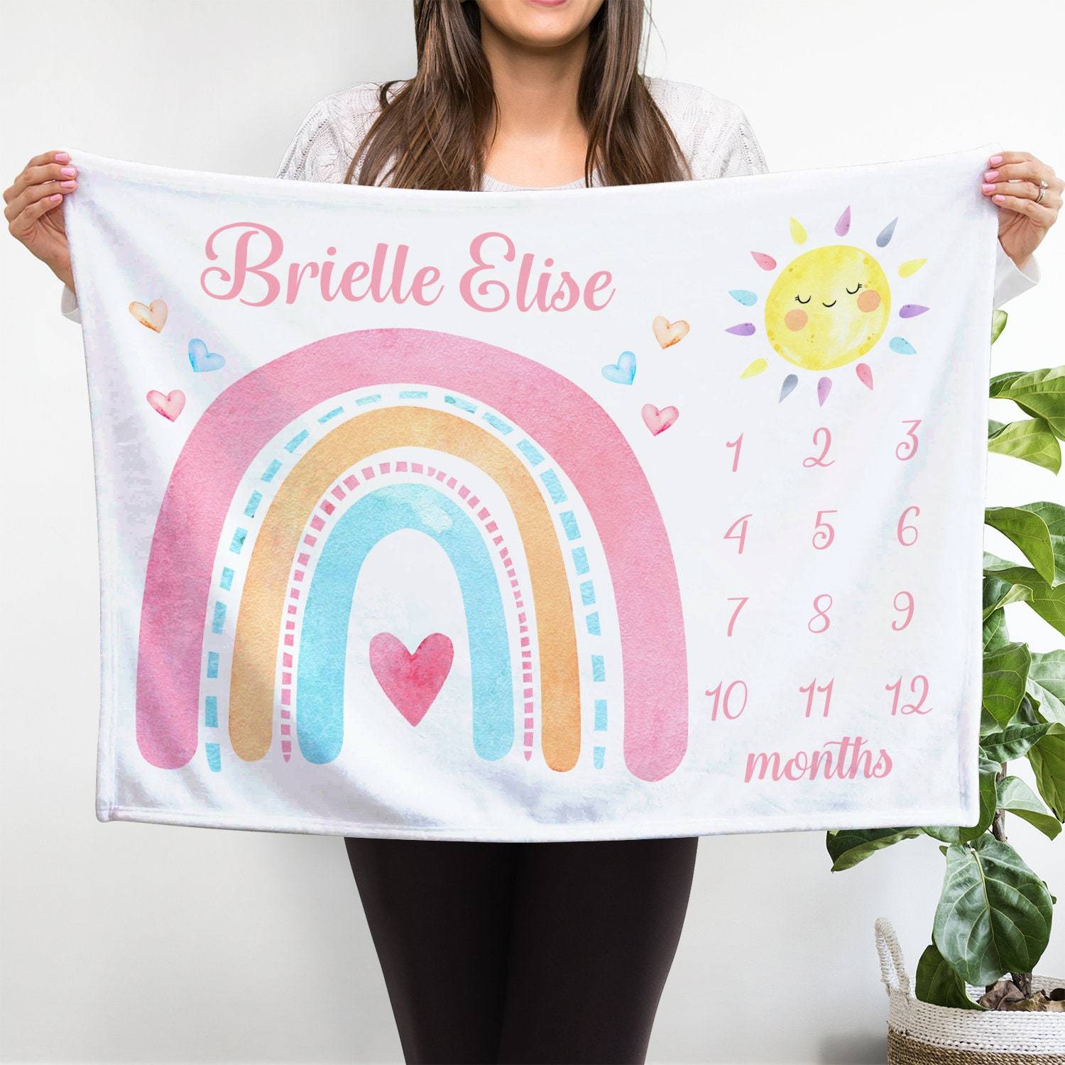 Personalized Baby Milestone Blanket for Comfort & Unique | BKMS004