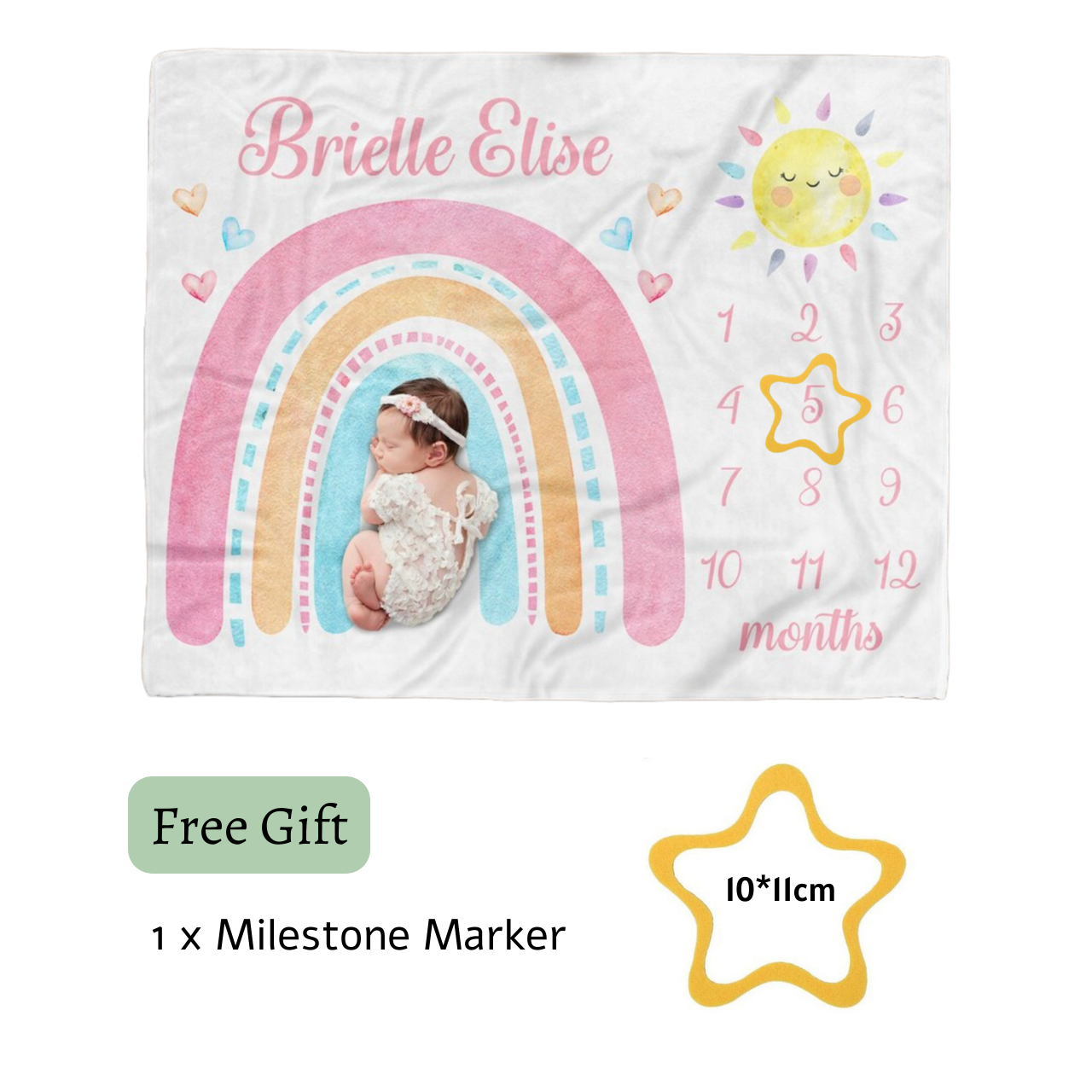 Personalized Baby Milestone Blanket for Comfort & Unique | BKMS004