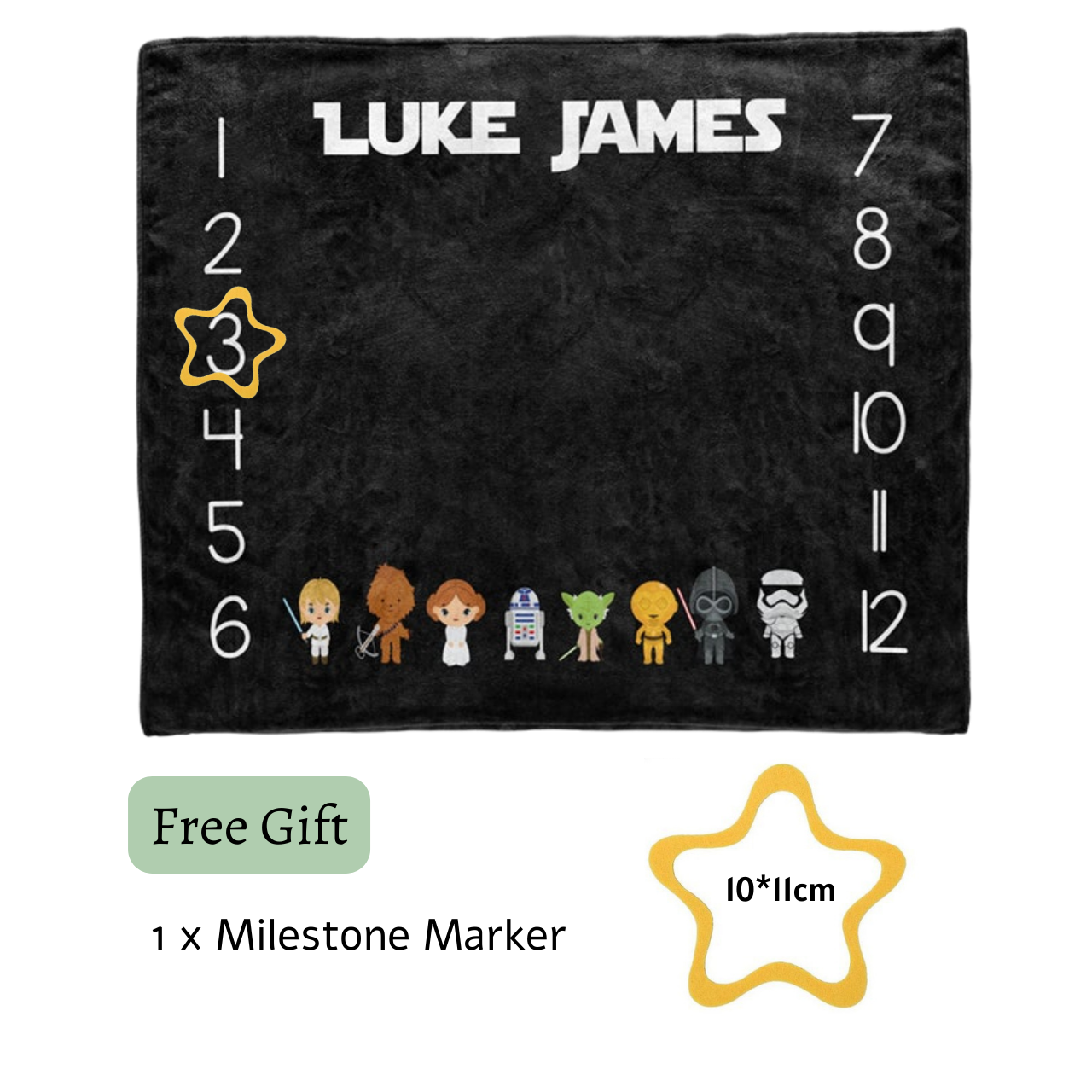 Personalized Baby Milestone Blanket for Comfort & Unique | BKMS005