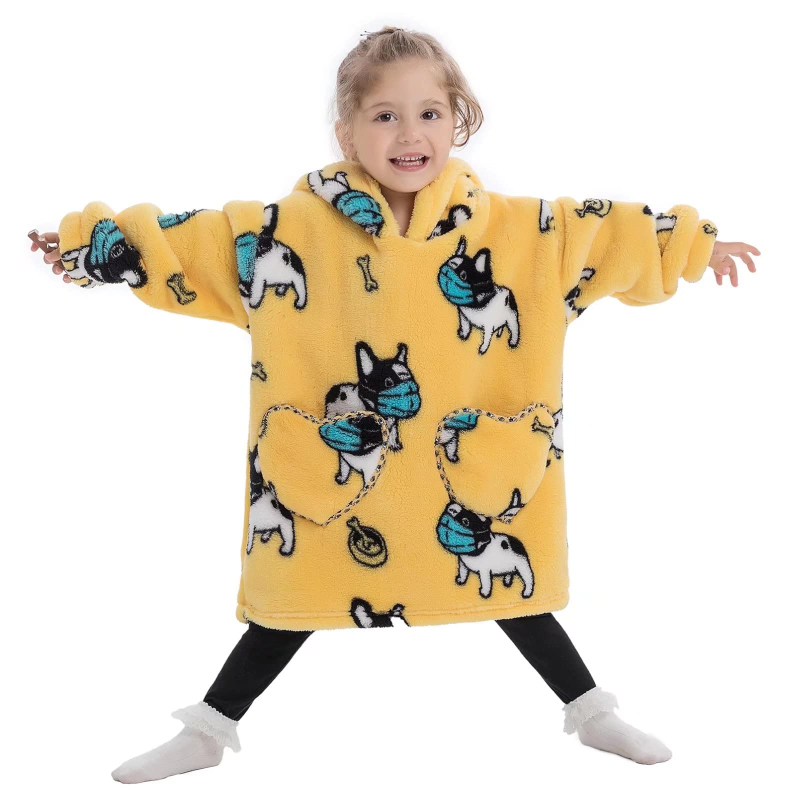 Personalized Embroidery Wearable Blanket Hoodie with Pockets for Toddler | BHKid01