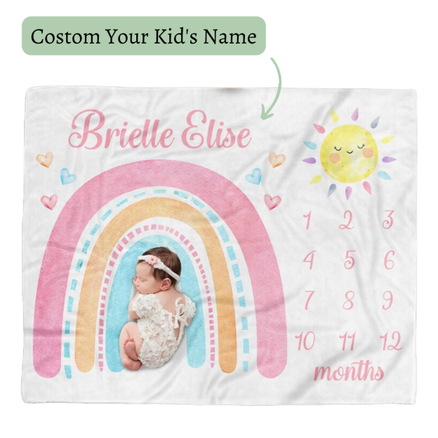 Personalized Baby Milestone Blanket for Comfort & Unique | BKMS004