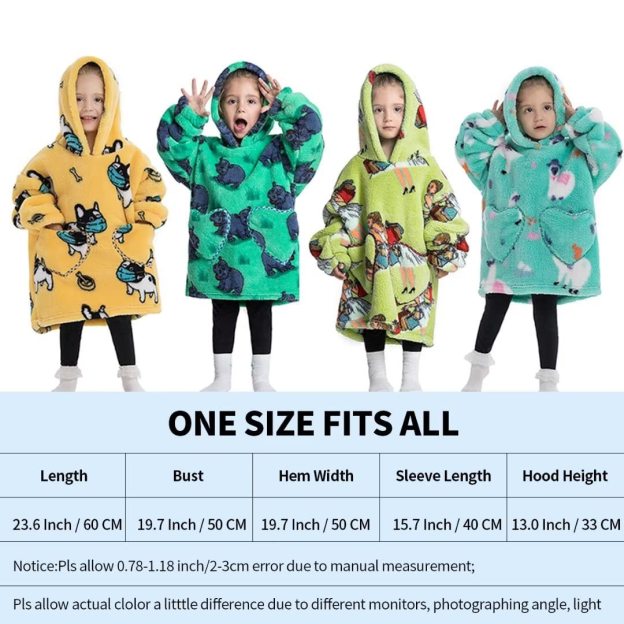 Personalized Embroidery Wearable Blanket Hoodie with Pockets for Toddler | BHKid01