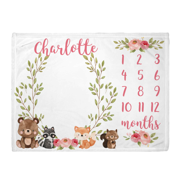 Personalized Baby Monthly Milestone Blanket for Comfort & Unique | BKMS001