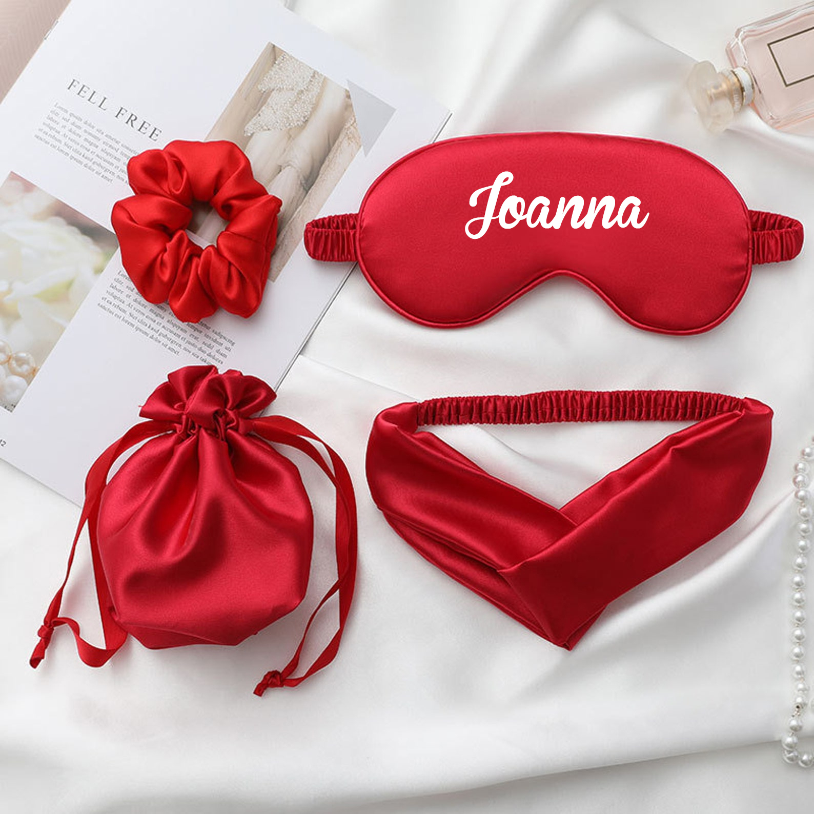 Personalized Name Satin Eye Mask Set for Comfort & Unique | CWMask01
