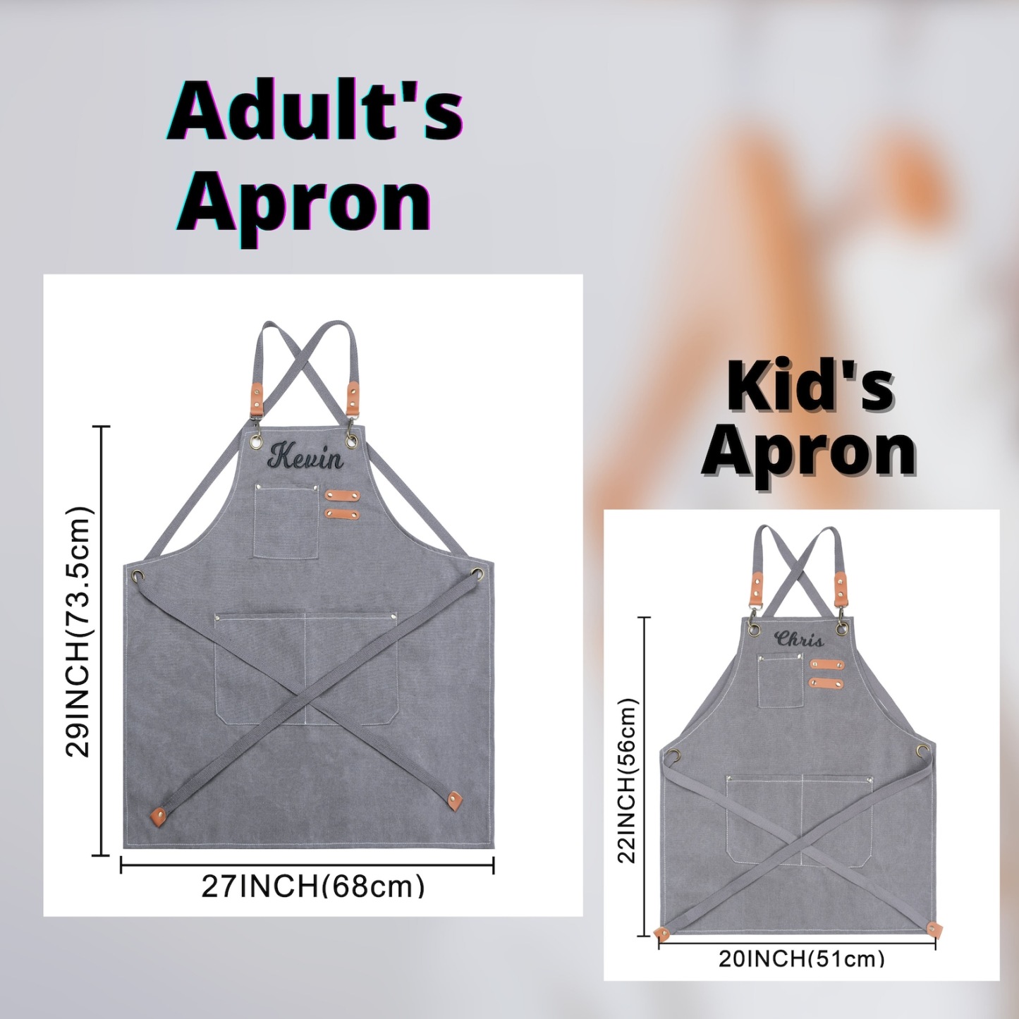 Personalized Embroidery Canvas Apron with Pockets for Unisex Adult | A