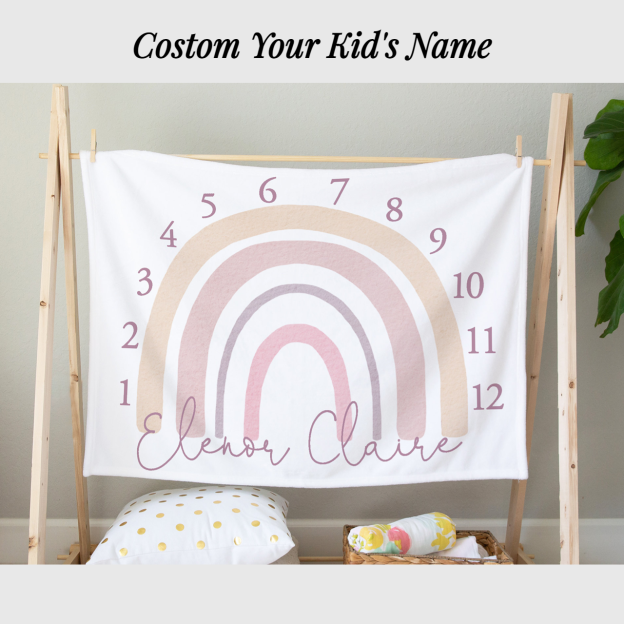 Personalized Baby Milestone Blanket for Comfort & Unique | BKMS009