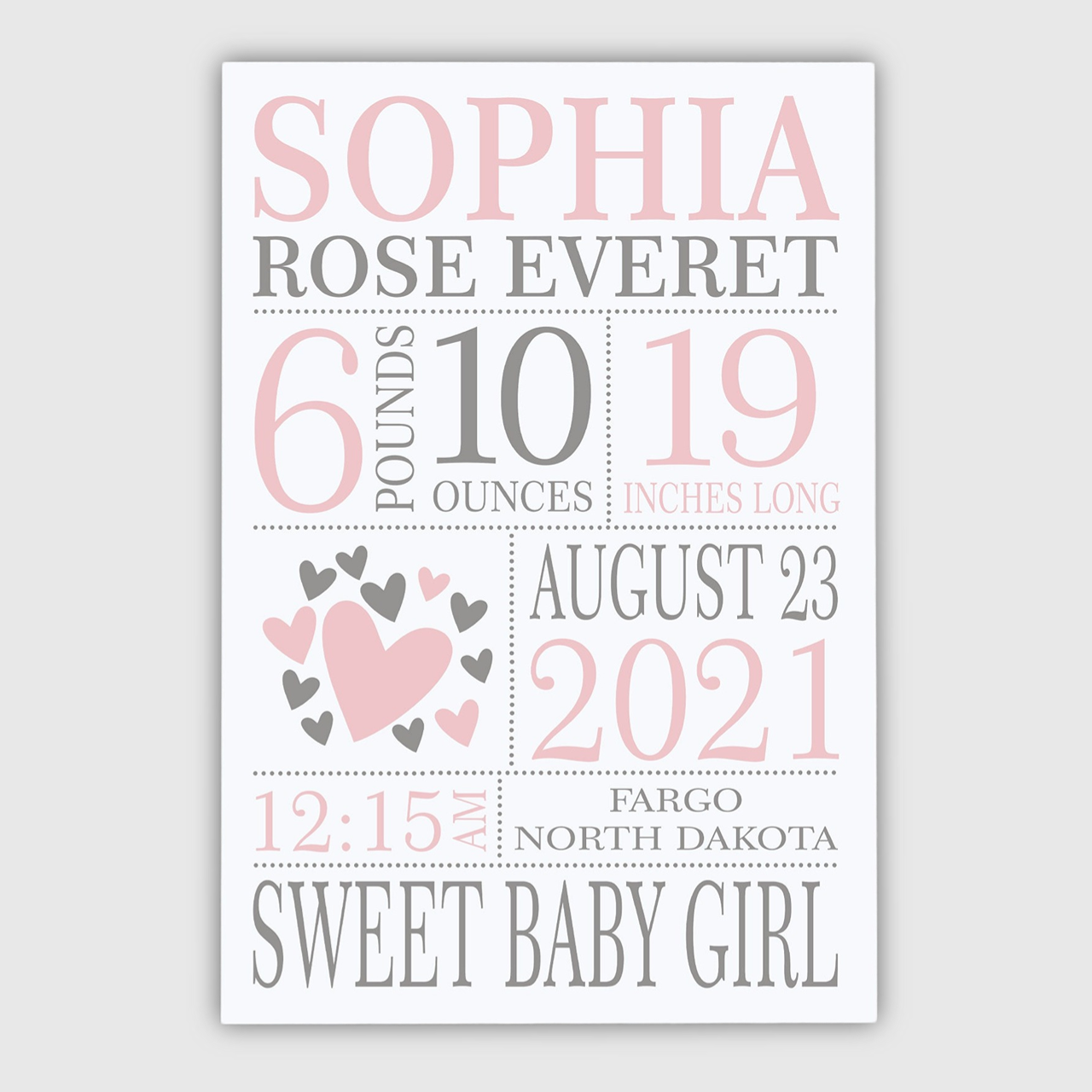 Personalized Baby Newborn Blanket with Birth Information | BKMS015
