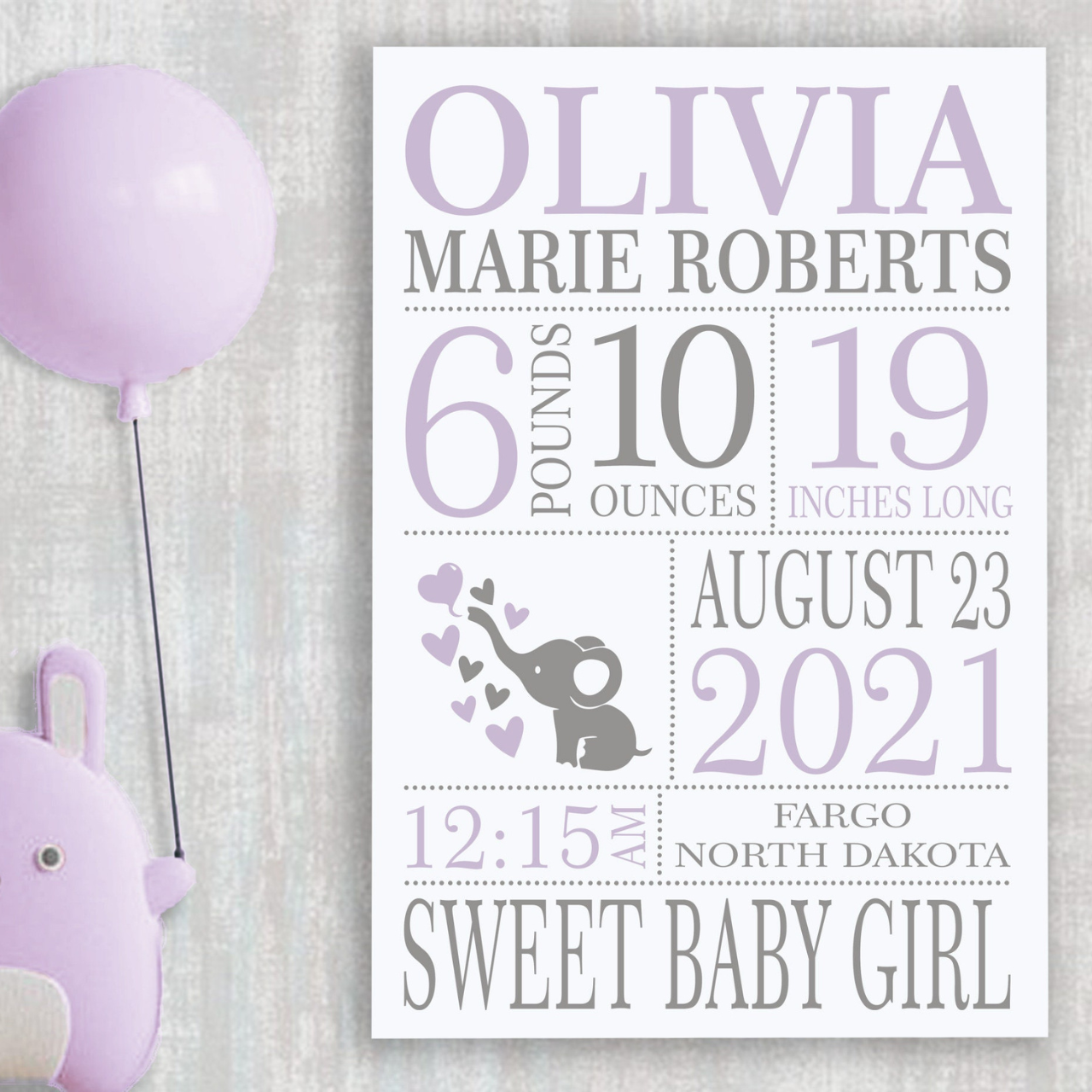 Personalized Baby Newborn Blanket with Birth Information | BKMS015